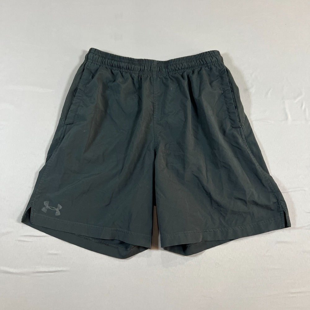 Under Armour 7" Athletic Shorts Men Medium Black Loose Logo Moisture Wicking Gym